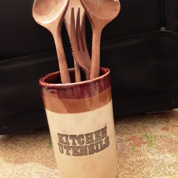 Vintage HiMark Taiwan 60s Stoneware Utensil Holder - Picture 1 of 5